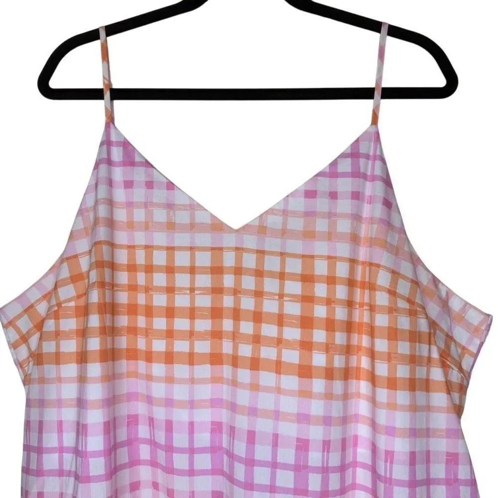 Scoop Bow Back Pastel Plaid Midi Dress Size 22 Soft Girl, Coastal